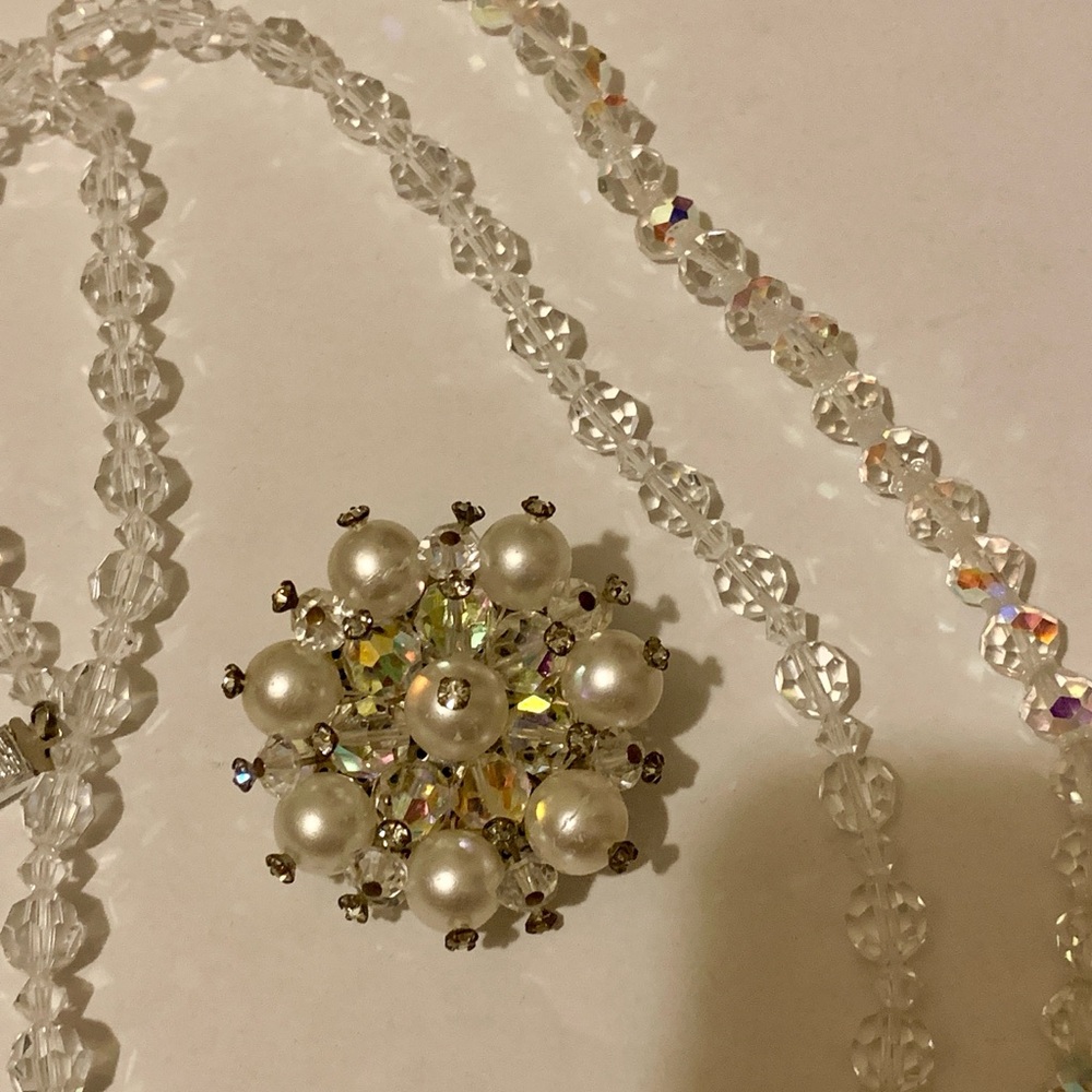 Vintage Genuine  iridescent crystal trio